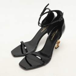Saint Laurent Black Patent Leather Opyum Sandals Size 38.5