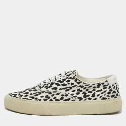 Saint Laurent White/Black Canvas Lace Up Sneakers Size 38