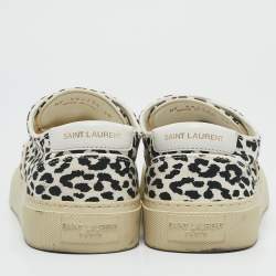 Saint Laurent White/Black Canvas Lace Up Sneakers Size 38