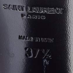 Pre Owned Saint Laurent Black/Gold Suede and Leather Ankle Strap Sandals Size 37.5