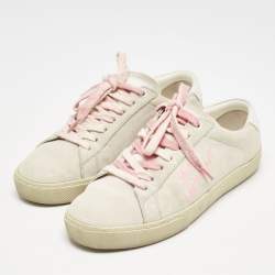 Saint Laurent Grey Suede Court Classic Low Top Sneakers Size 37.5