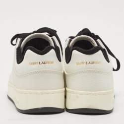 Saint Laurent Black/White Leather SL/61 Lace Up Sneakers Size 38.5