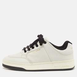Saint Laurent Black/White Leather SL/61 Lace Up Sneakers Size 38.5