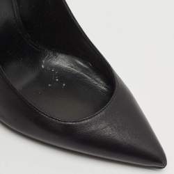 Saint Laurent Black Leather Opyum Pointed Toe Pumps Size 37.5
