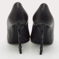 Saint Laurent Black Leather Opyum Pointed Toe Pumps Size 37.5
