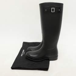Saint Laurent Black Rubber Wellington Rain Boots Size 36