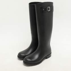 Saint Laurent Black Rubber Wellington Rain Boots Size 36
