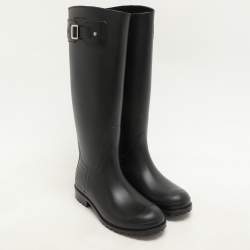 Saint Laurent Black Rubber Wellington Rain Boots Size 36