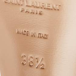 Saint Laurent Beige Patent Leather Tribute Platform Sandals Size 38.5