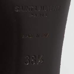 مملوكة مسبقًا صندل سان لوران سير كاحل غربي ميكا شامواه زيتوني مع إبزيم مقاس 38.5