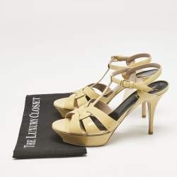 Saint Laurent Yellow Patent Leather Platform Sandals Size 41