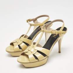 Saint Laurent Yellow Patent Leather Platform Sandals Size 41