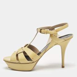 Saint Laurent Yellow Patent Leather Platform Sandals Size 41