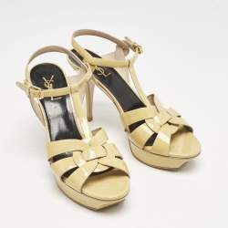 Saint Laurent Yellow Patent Leather Platform Sandals Size 41