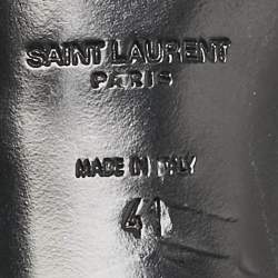 Saint Laurent Black Texture Leather Loulou Criss Cross Mules Size 41