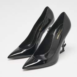 Saint Laurent Black Patent Leather Opyum Pointed Toe Pumps Size 40