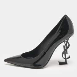 Saint Laurent Black Patent Leather Opyum Pointed Toe Pumps Size 40