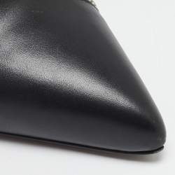 Saint Laurent Black/White Leather Zip Detail Ankle Length Boots Size 36