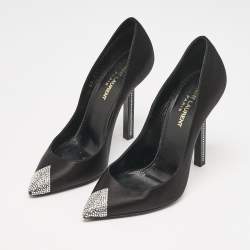 Saint Laurent Black Satin Tower Pumps Size 37