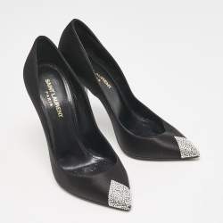 Saint Laurent Black Satin Tower Pumps Size 37