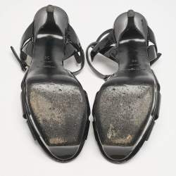 Saint Laurent Black Patent Leather Tribute Platform Sandals Size 38