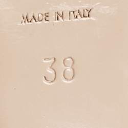 Pre Owned Saint Laurent Beige Patent Leather Tribute Ankle Strap Sandals Size 38