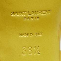 Saint Laurent Yellow Patent Leather Tribute Platform Sandals Size 38.5