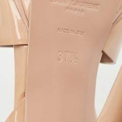 Saint Laurent Beige Patent Leather Tribute Platform Sandals Size 37.5