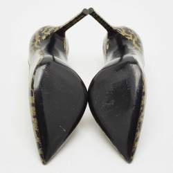 Saint Laurent Black/Gold Animal Print Patent Leather Anja Pointed Toe Pumps Size 38