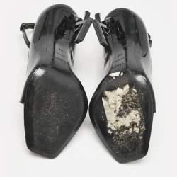 Saint Laurent Black Patent Leather Opyum Peep Toe Pumps Size 36