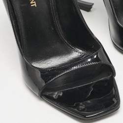 Saint Laurent Black Patent Leather Opyum Peep Toe Pumps Size 36