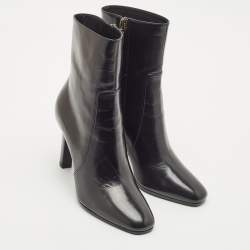 Saint Laurent Black Leather Jane Ankle Boots Size 37