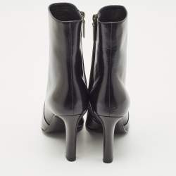 Saint Laurent Black Leather Jane Ankle Boots Size 37
