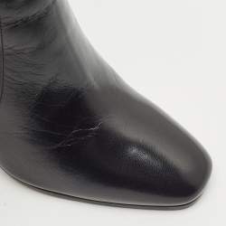 Saint Laurent Black Leather Jane Ankle Boots Size 37