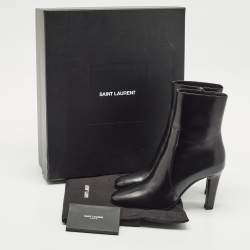 Saint Laurent Black Leather Jane Ankle Boots Size 37