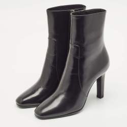 Saint Laurent Black Leather Jane Ankle Boots Size 37