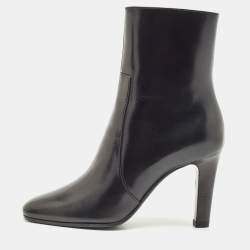 Saint Laurent Black Leather Jane Ankle Boots Size 37