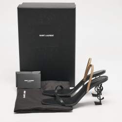 Saint Laurent Black/Beige Leather Opyum Slingback Sandals Size 39
