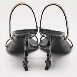 Saint Laurent Black/Beige Leather Opyum Slingback Sandals Size 39