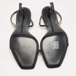 Saint Laurent Black/Beige Leather Opyum Slingback Sandals Size 39