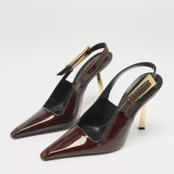 Saint Laurent Dark Burgundy Patent Leather Lee Slingback Pumps Size 39