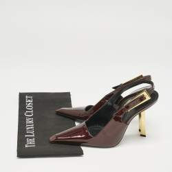 Saint Laurent Dark Burgundy Patent Leather Lee Slingback Pumps Size 39