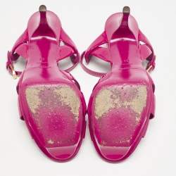 Saint Laurent Dark Pink Patent Leather Tribute Platform Sandals Size 39