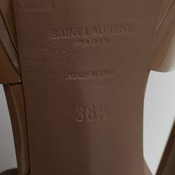 Saint Laurent  Beige Patent Leather Platform Sandals Size 38.5