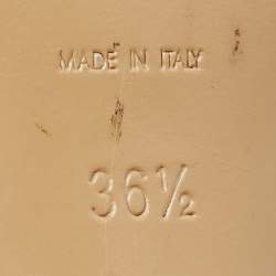 Pre Owned صندل سان لوران بنعل سميك جلد لامع بيج مقاس 36.5