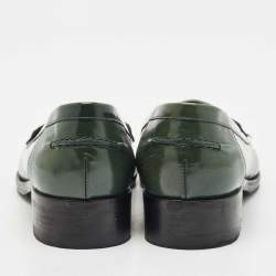 Saint Laurent Green Leather Penny Loafers Size 37