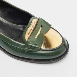 Saint Laurent Green Leather Penny Loafers Size 37