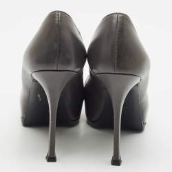 Saint Laurent  Black/Grey Leather And Patent Tribtoo Platform Pumps Size 41