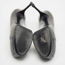 Saint Laurent  Black/Grey Leather And Patent Tribtoo Platform Pumps Size 41