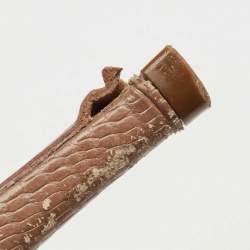 Pre Owned صندل سان لوران تريبوت سير كاحل جلد منقوش بيج مقاس 38.5